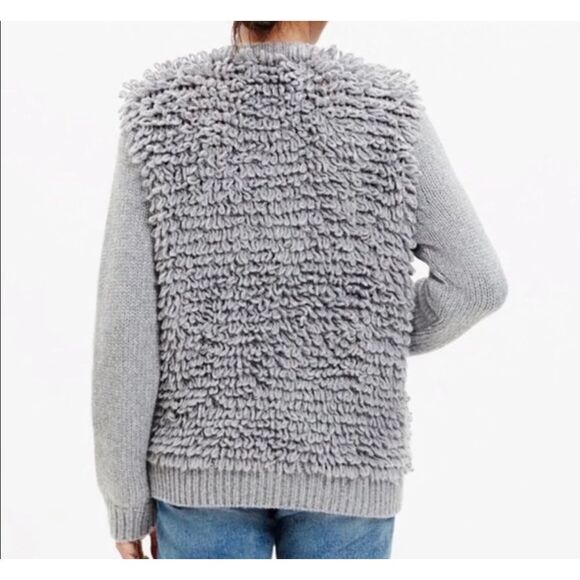 Madewell Gray Fringe Loop Zip Up Merino Wool Cardigan Size XS - Picture 2 of 9
